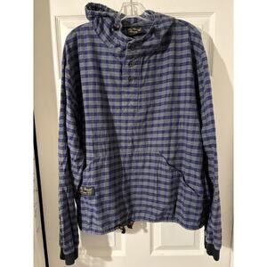 Vermont Flannel Company Hoodie Sz L Blue Gray Plaid Flannel